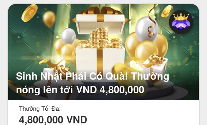 V9bet - tặng quà sinh nhật lên đến 4,800,000 VND